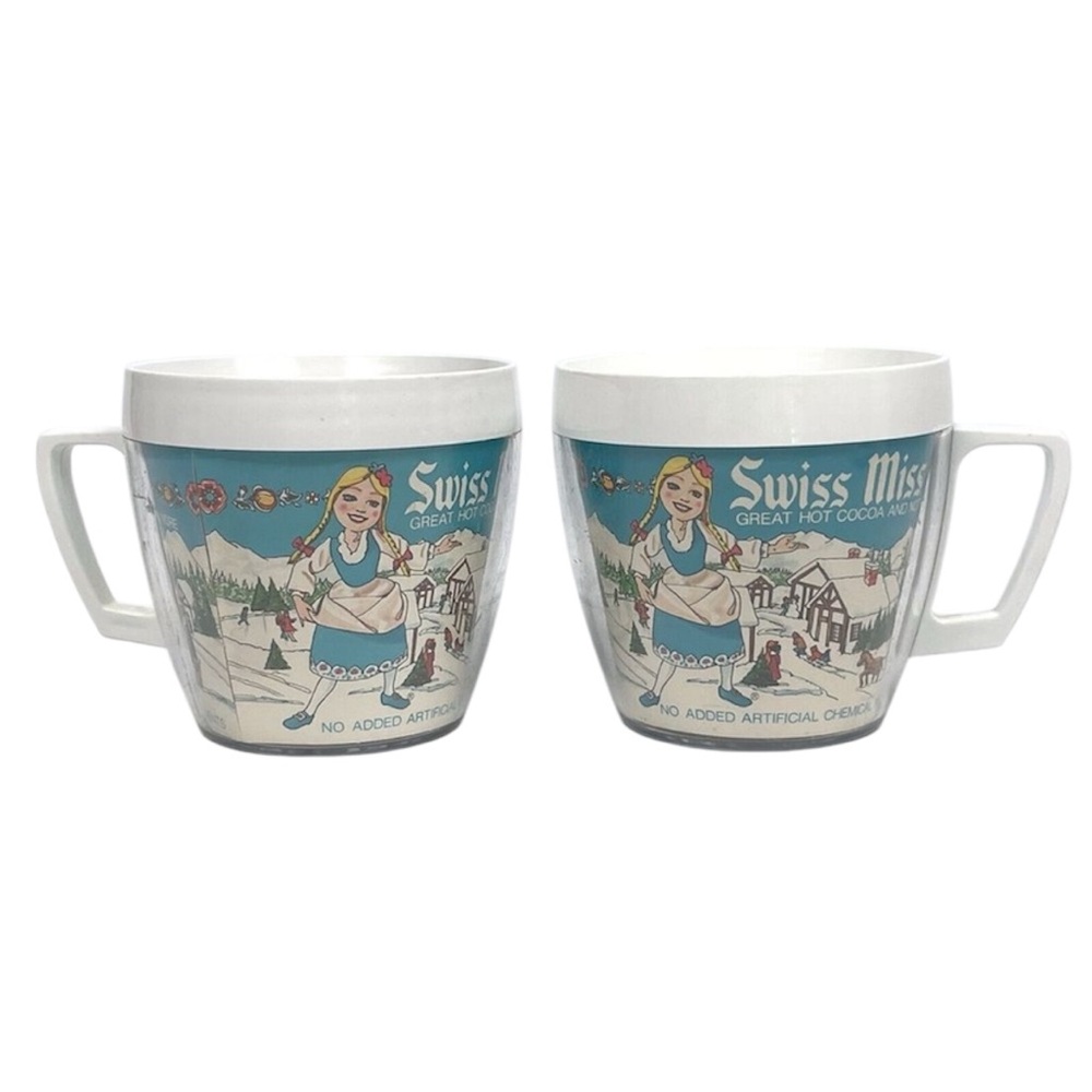 Vintage 1960’s Set of 2 Swiss Miss Hot Cocoa And Nothing More Thermo Serve Mug